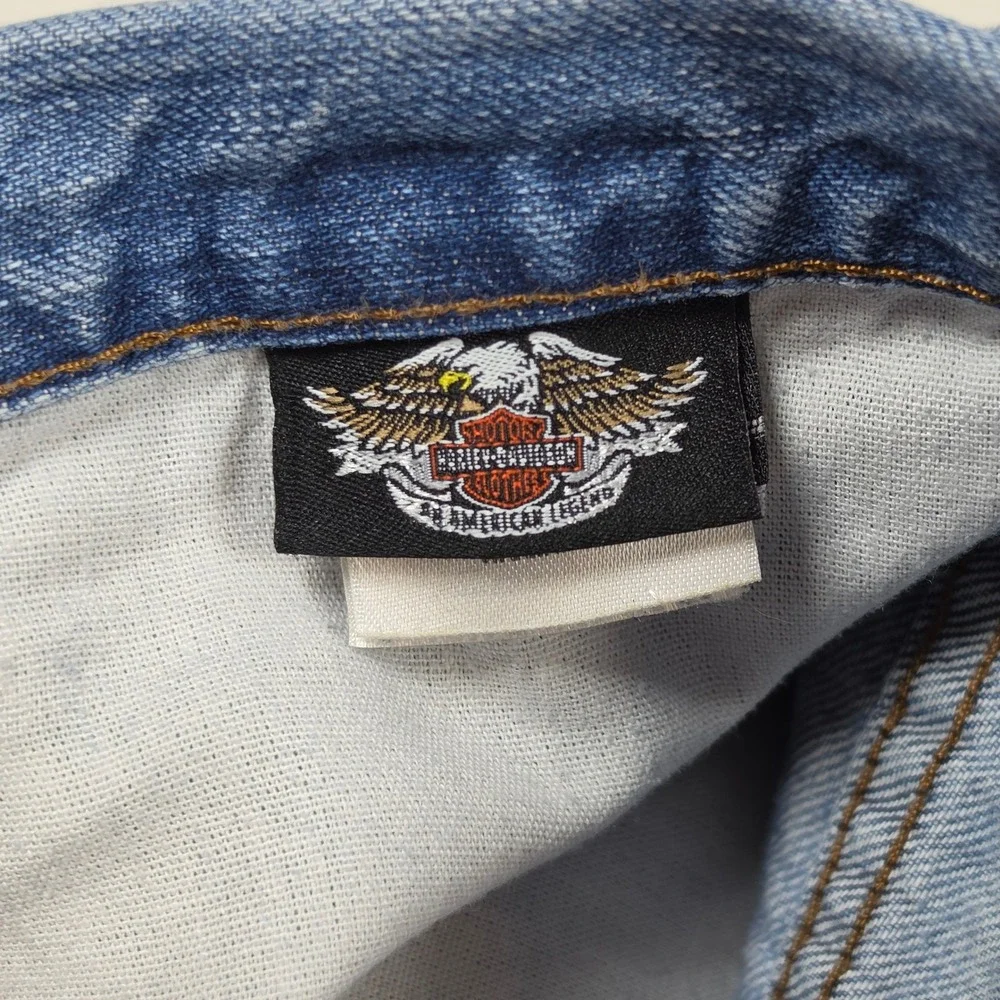 Harley Davidson Mens Relaxed Leg Jeans Light Wash‎ Denim Blue 38x34 A6319